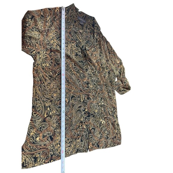 VTG Lane Bryant Designs & Co 22/24 Button Up Black Gold Paisley Tunic Sheer Top - Picture 6 of 11
